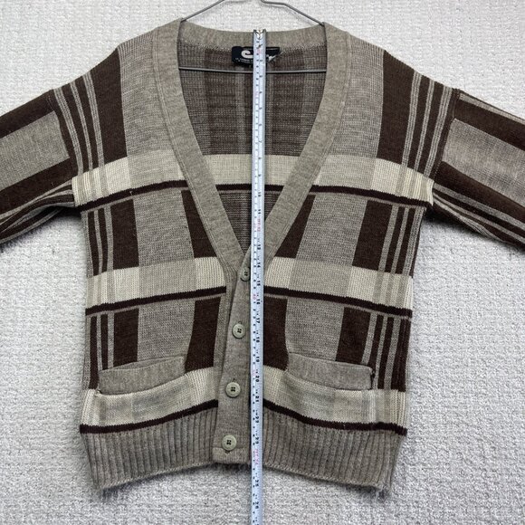 VTG Cooper Wool Blend Cardigan Brown Color block Men S Grandpa 90s Canada Made - Picture 9 of 15